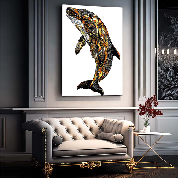 Golden Elegance Whale Art | MusaArtGallery™