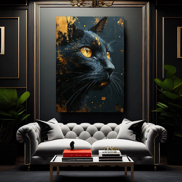 Golden Eyes Black Cat Art | MusaArtGallery™