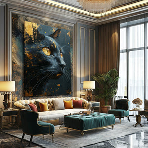 Golden Eyes Black Cat Art | MusaArtGallery™