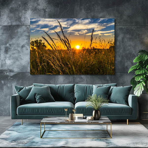 Golden Field Sunset Art | MusaArtGallery™