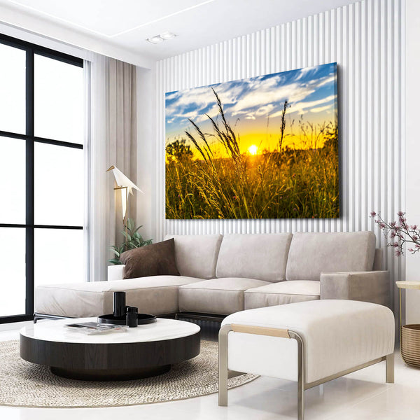 Golden Field Sunset Art | MusaArtGallery™