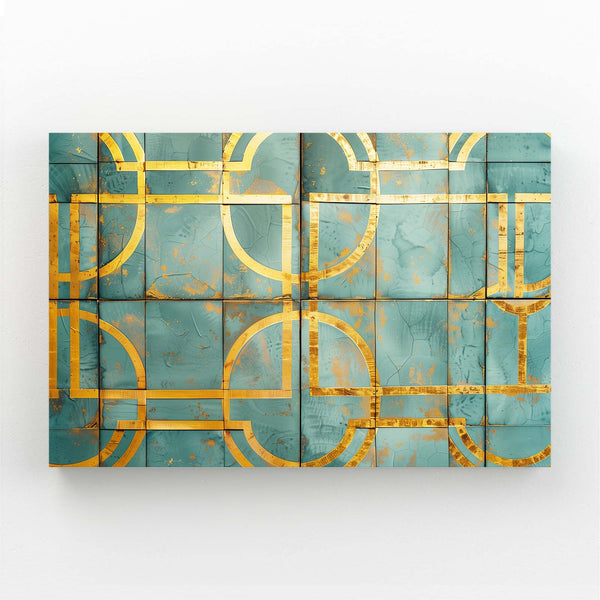 Golden Grid Abstract Art | MusaArtGallery™