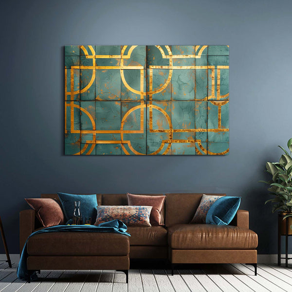 Golden Grid Abstract Art | MusaArtGallery™