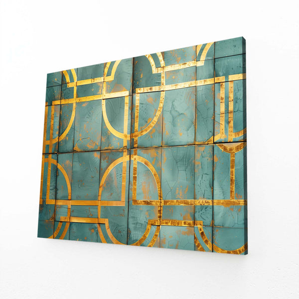 Golden Grid Abstract Art | MusaArtGallery™