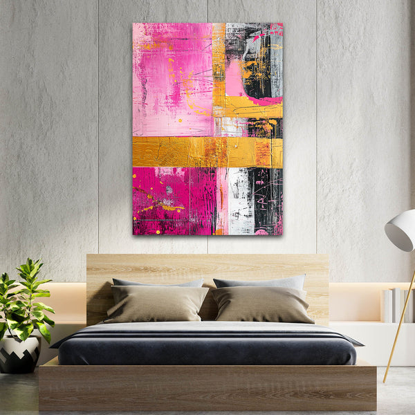 Golden Harmony Pink Abstract Art | MusaArtGallery™