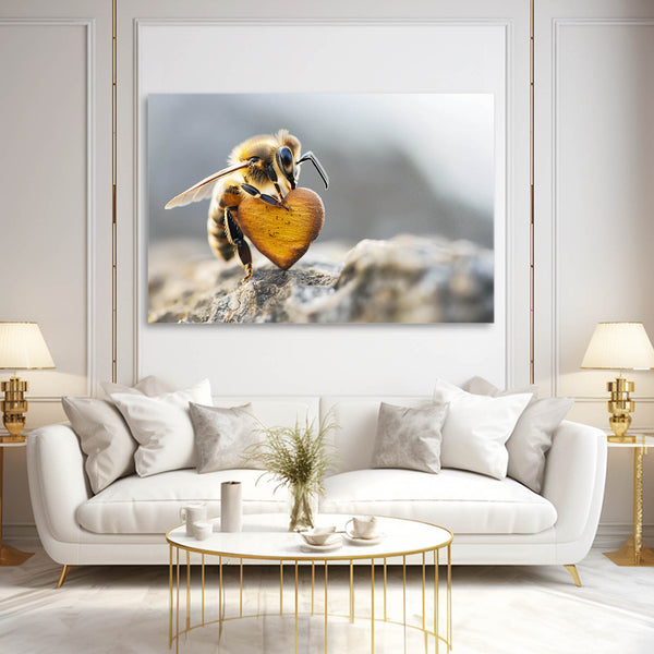 Golden Heart Bee Art | MusaArtGallery™