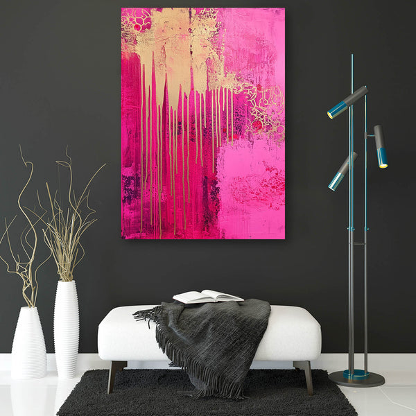 Golden Horizon Pink Abstract Art | MusaArtGallery™