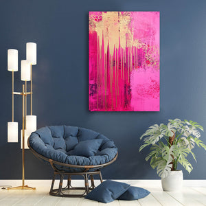 Golden Horizon Pink Abstract Art | MusaArtGallery™