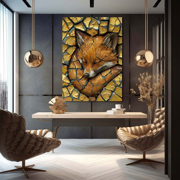 Golden Mosaic Fox Art | MusaArtGallery™