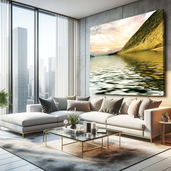 Golden Shoreline Landscape Wall Art | MusaArtGallery™