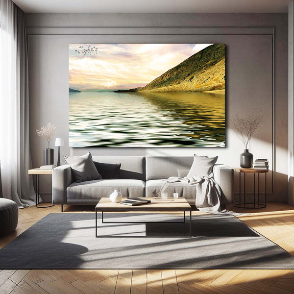 Golden Shoreline Landscape Wall Art | MusaArtGallery™