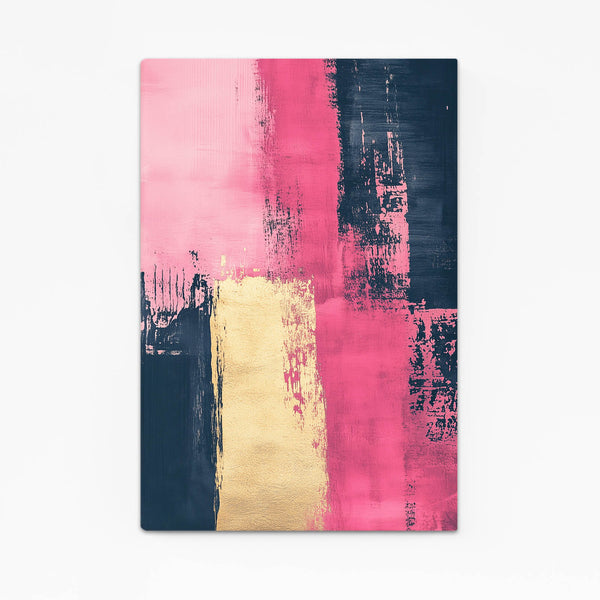 Golden Strokes Pink Abstract Art | MusaArtGallery™