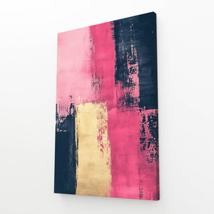 Golden Strokes Pink Abstract Art | MusaArtGallery™