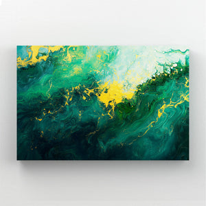 Golden Surge Green Abstract Art | MusaArtGallery™