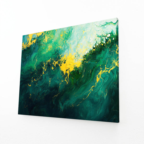 Golden Surge Green Abstract Art | MusaArtGallery™