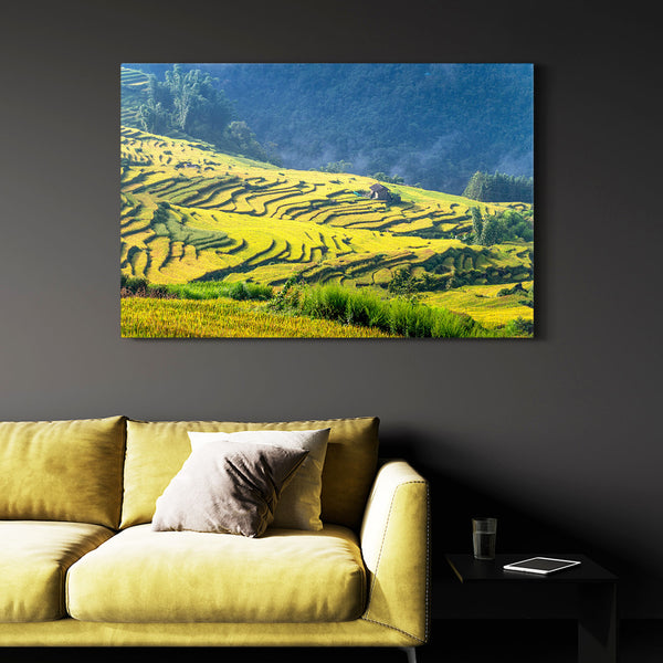 Golden Terrace Fields Landscape Wall Art | MusaArtGallery™