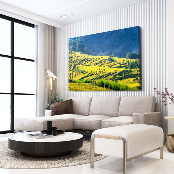 Golden Terrace Fields Landscape Wall Art | MusaArtGallery™