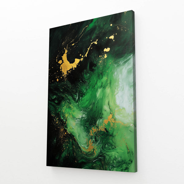 Golden Tide Green Abstract Art | MusaArtGallery™