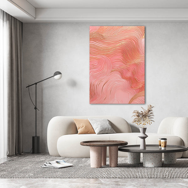 Golden Waves Pink Abstract Art | MusaArtGallery™