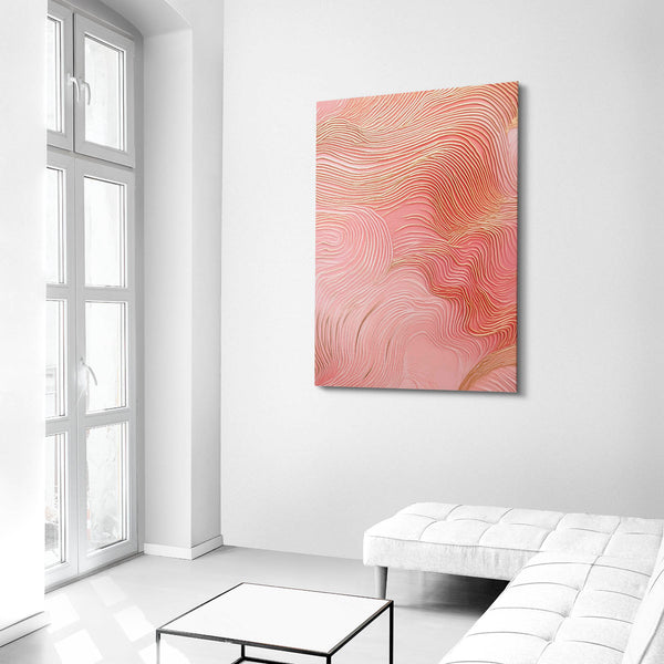 Golden Waves Pink Abstract Art | MusaArtGallery™