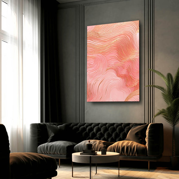 Golden Waves Pink Abstract Art | MusaArtGallery™