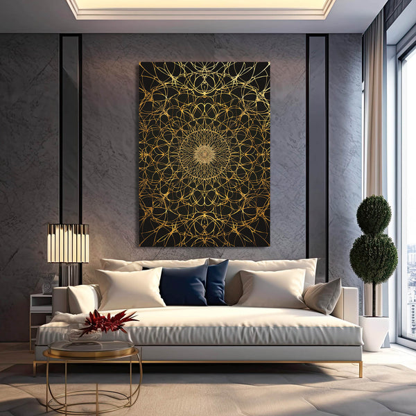 Golden Web Abstract Art | MusaArtGallery™