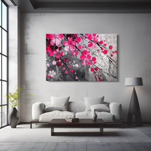 Gray Pink Cherry Blossom Branch Wall Art