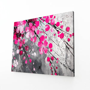 Gray Pink Cherry Blossom Branch Wall Art