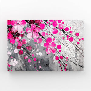 Gray Pink Cherry Blossom Branch Wall Art