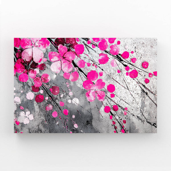 Gray Pink Cherry Blossom Branch Wall Art