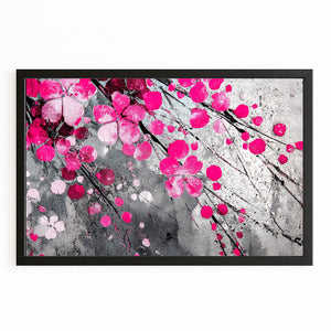 Gray Pink Cherry Blossom Branch Wall Art