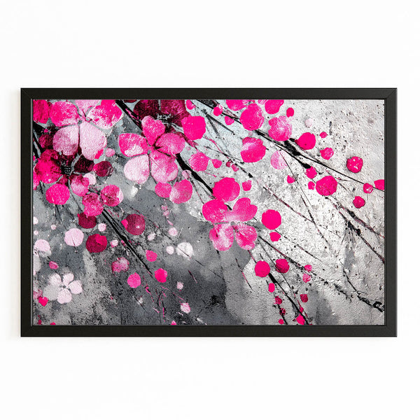 Gray Pink Cherry Blossom Branch Wall Art