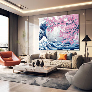 Great Wave Cherry Blossom Wall Art