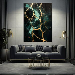 Green Black Abstract Art