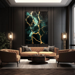 Green Black Abstract Art