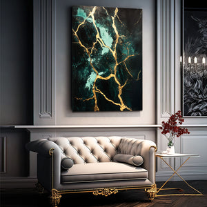 Green Black Abstract Art
