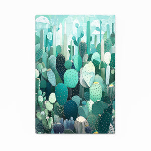 Green Blue Cactus Art