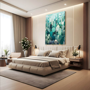 Green Blue Cactus Art