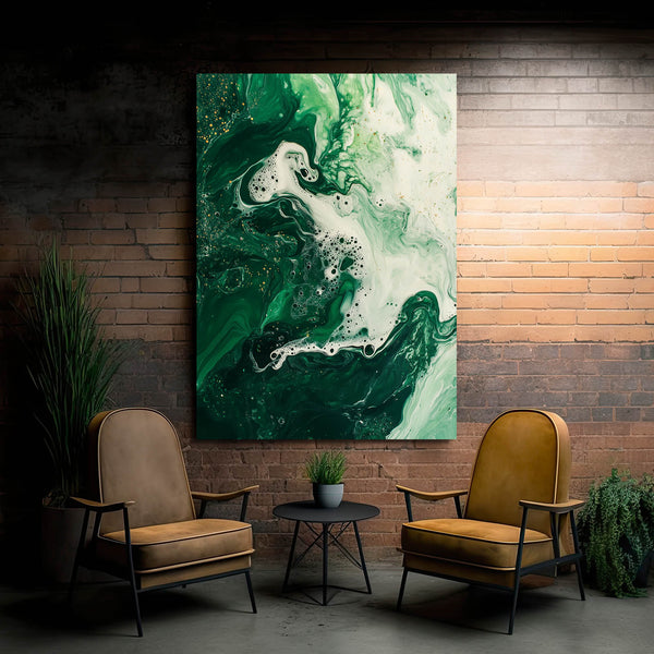 Green Emerald Waves Abstract Art | MusaArtGallery™