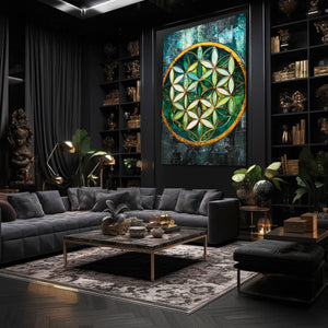 Green Flower Of Life Art
