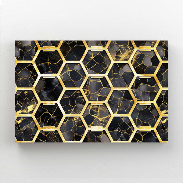 Hexagonal Gold Abstract Art | MusaArtGallery™