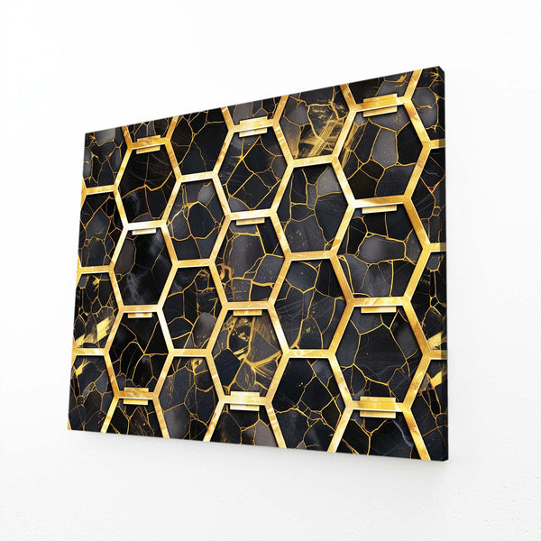 Hexagonal Gold Abstract Art | MusaArtGallery™