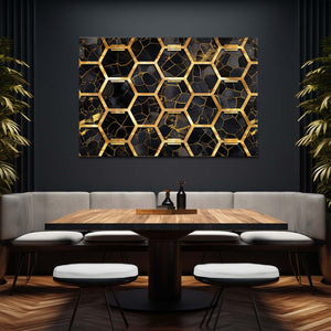 Hexagonal Gold Abstract Art | MusaArtGallery™