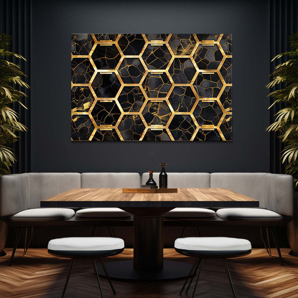 Hexagonal Gold Abstract Art | MusaArtGallery™