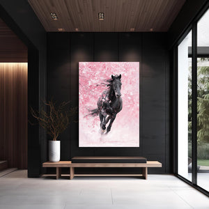 Horse Cherry Blossom Wall Art