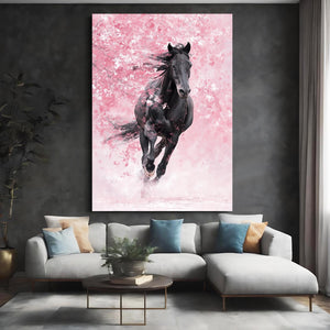 Horse Cherry Blossom Wall Art