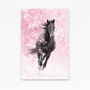 Horse Cherry Blossom Wall Art