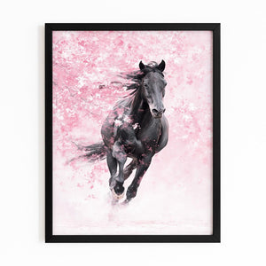 Horse Cherry Blossom Wall Art