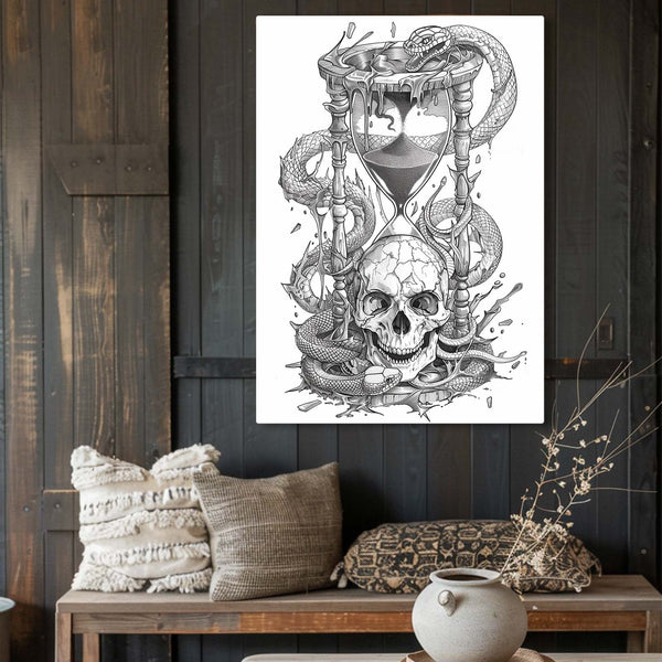 Hours Glass Skull Canvas Wall Art | MusaArtGallery™