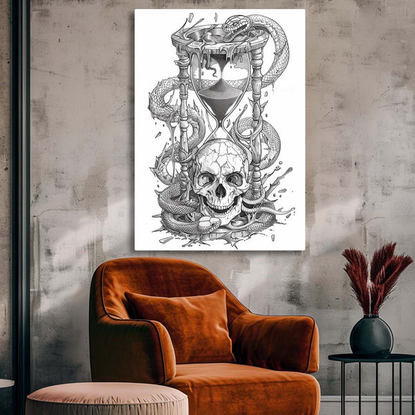 Hours Glass Skull Canvas Wall Art | MusaArtGallery™